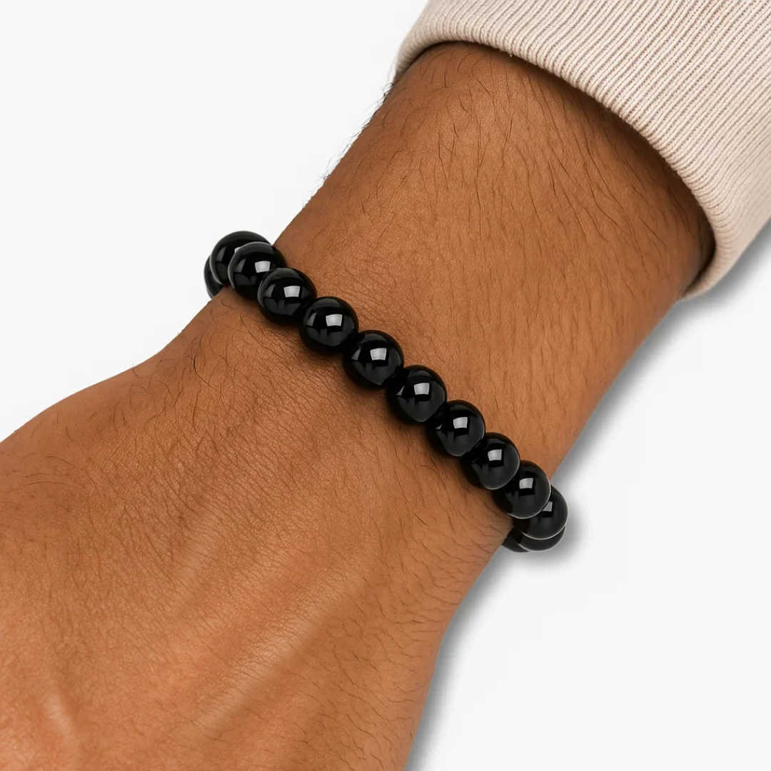 BRANSOLETKA Z PERŁAMI Z OBSYDYNU - VITALEMAN
